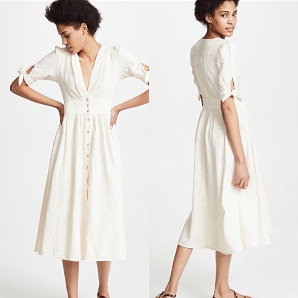 Free People Love of My Life White Deep V Neck Dress